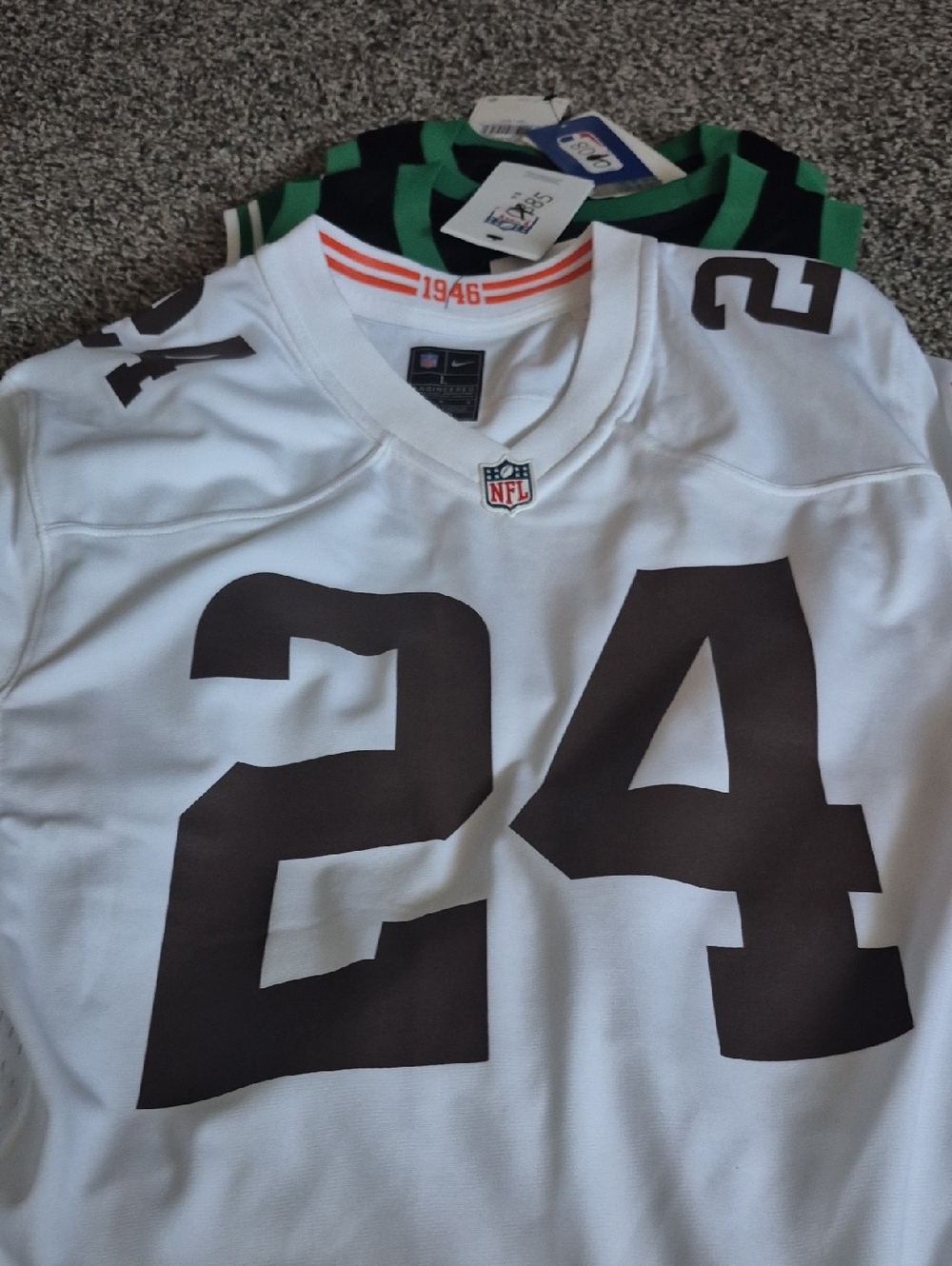 Nike Kids White Football Jersey with Brown Numbers